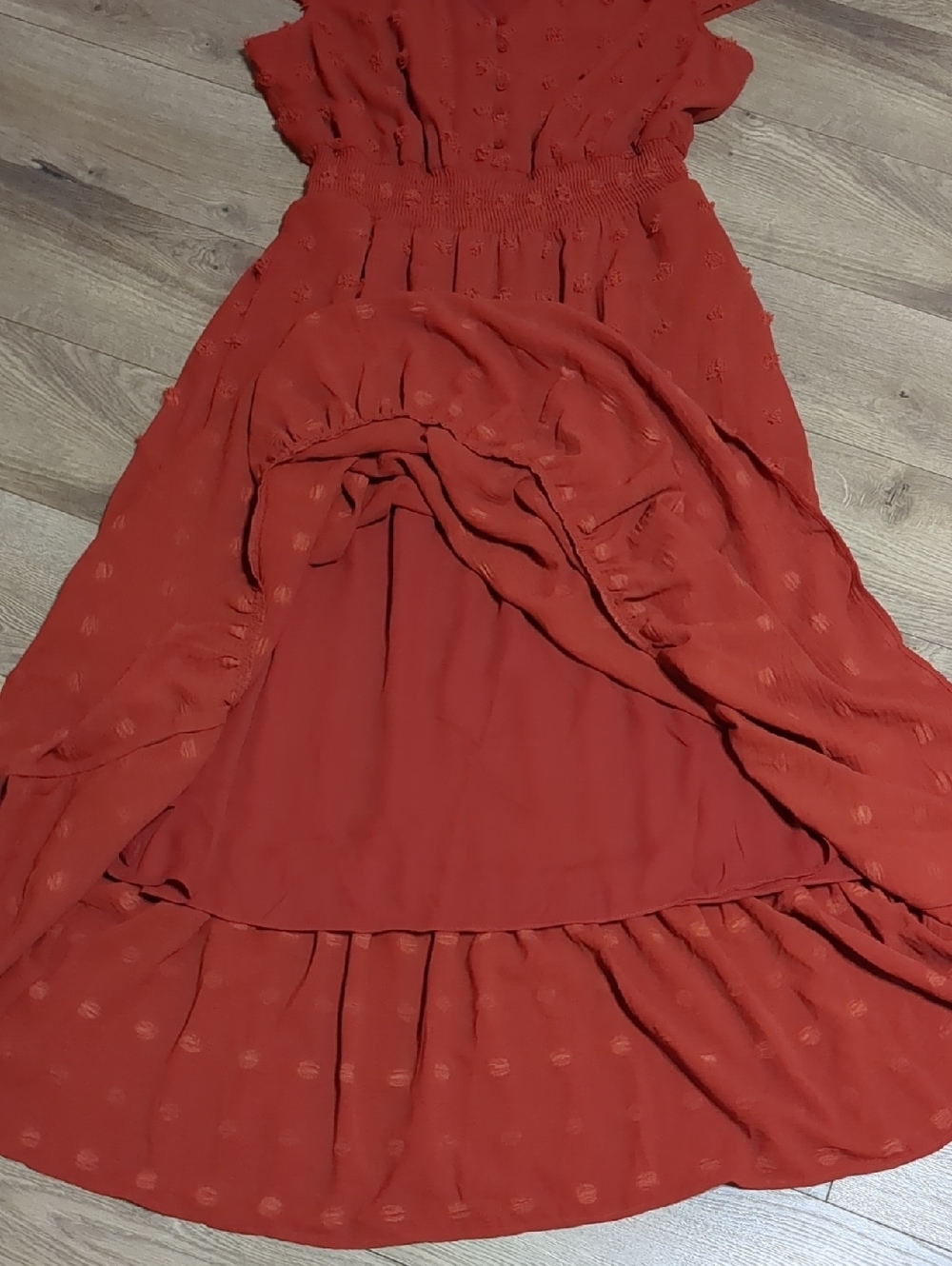 Daniel Rainn Stitch Fix Burnt Red Textured Polka Dot Maxi Dress Size L NWT - Picture 12 of 12